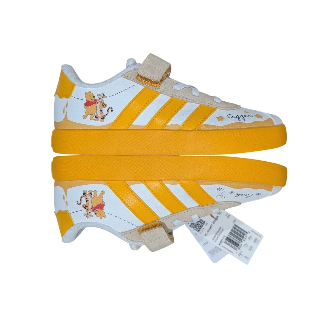 Adidas x Disney Winnie the Pooh VL Court Sneakers Orange White KI9175 Kids 2 NIB